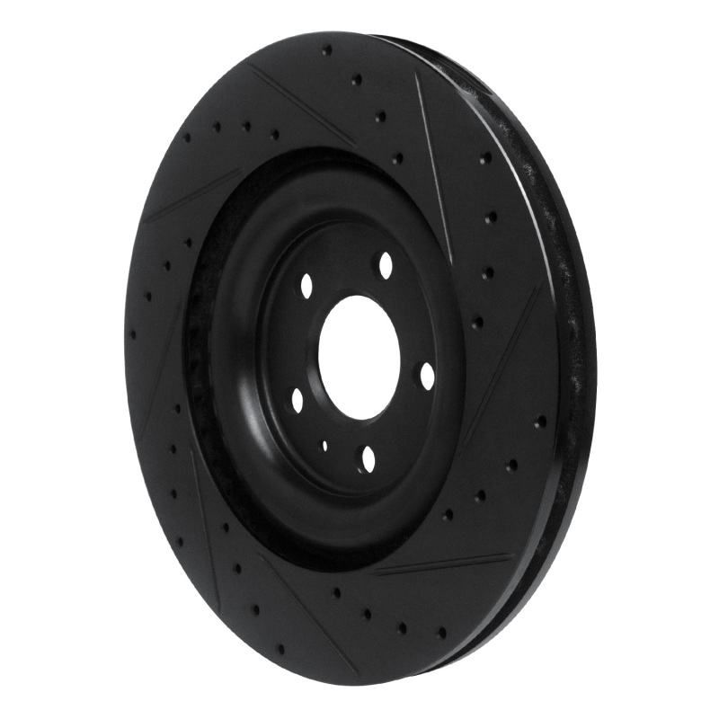 Audi Q8 e-Tron Sportback Brake Rotor (1) - Rear Left - R1 Concepts - Drilled & Slotted - Black - `17-`25